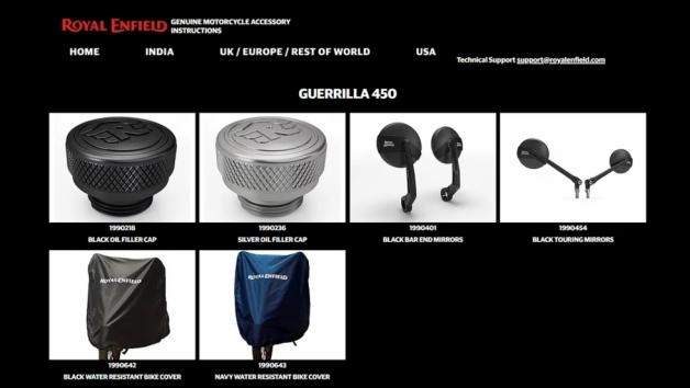 Τα αξεσουάρ που εμφανίστηκαν στο site της εταιρείας για το Guerrilla 450