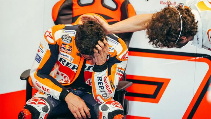 Ο Marc Marquez σε στιγμιότυπο μετά τον αγώνα του Portimao. 