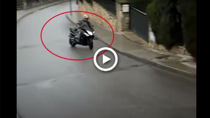 VIDEO: Αναβάτης TMAX κάνει ατελείωτο παντιλίκι στο βρεγμένο