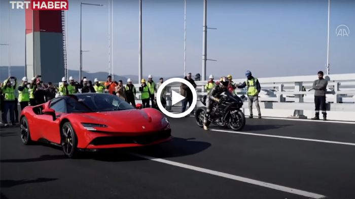 VIDEO: Kawasaki H2 εναντίον Ferrari SF90 στην γέφυρα Canakkale